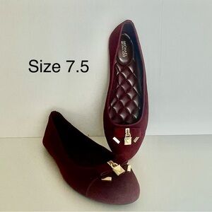 Michael Kors Dark Red Flats with Gold Accents